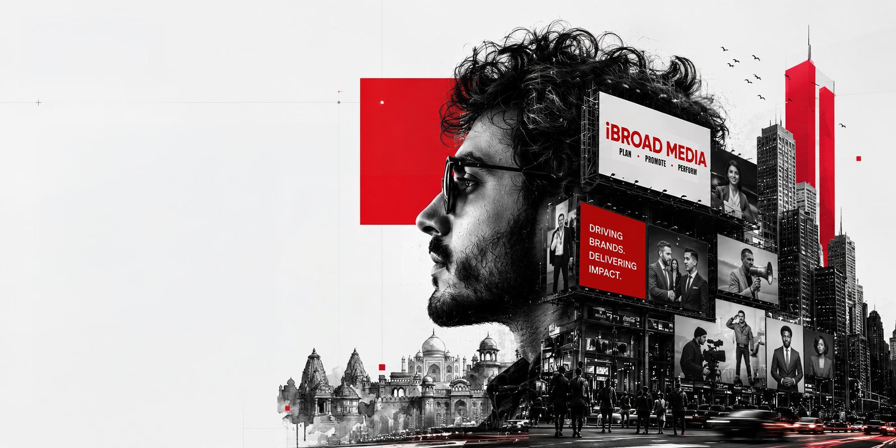 iBroad Media — brand communication across billboards, broadcast and street media in an Indian city